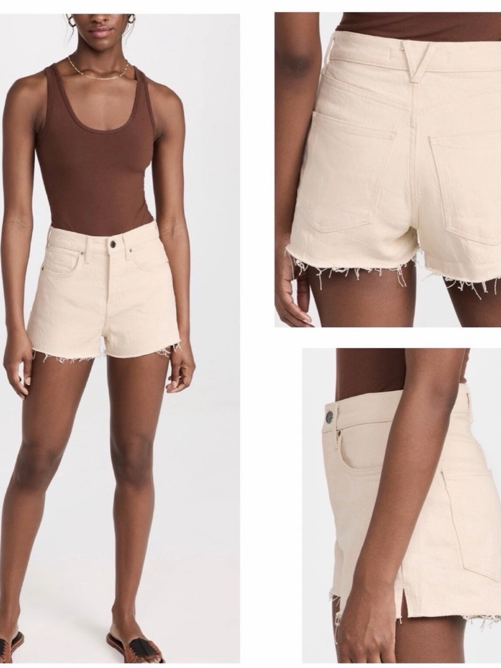 Veronica Beard Timmi Short High-Rise Jean Shorts - Ecru